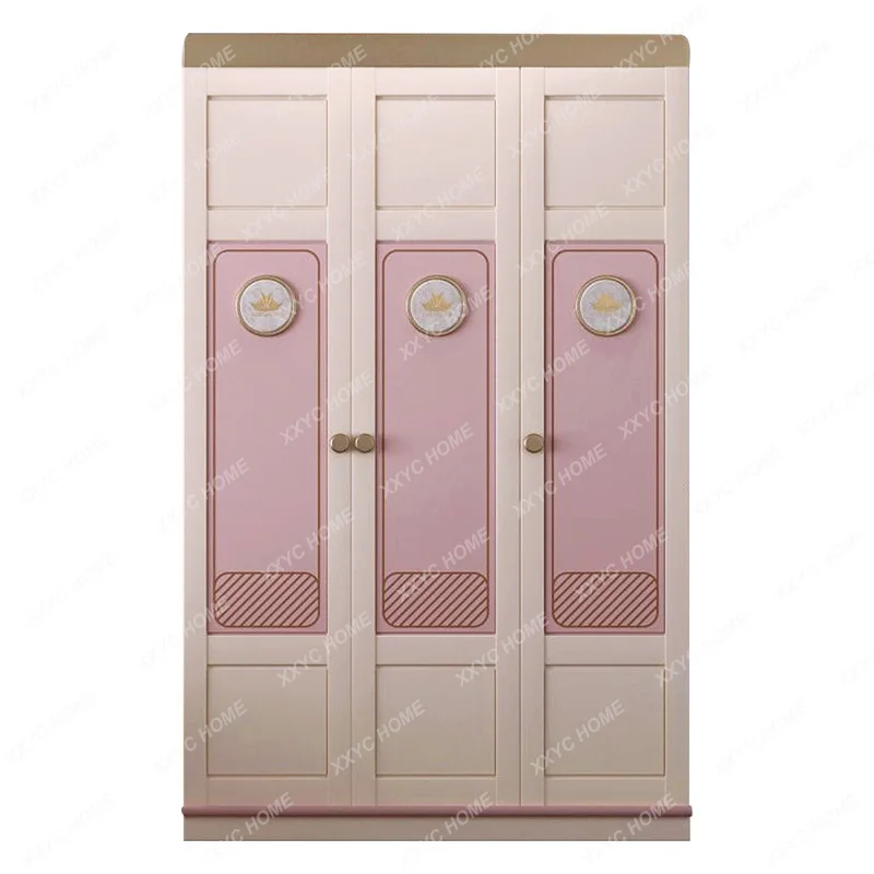 X-S Pure solid wood children's wardrobe girl princess pink simple modern light luxury HG