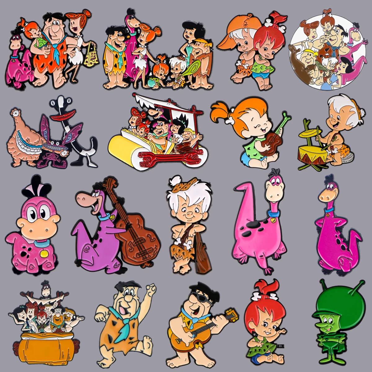 Dessin animé Flintstones émail broche figurines d'anime broches sur vêtements Badge sac vêtements revers drôle famille bijoux cadeaux pour amis