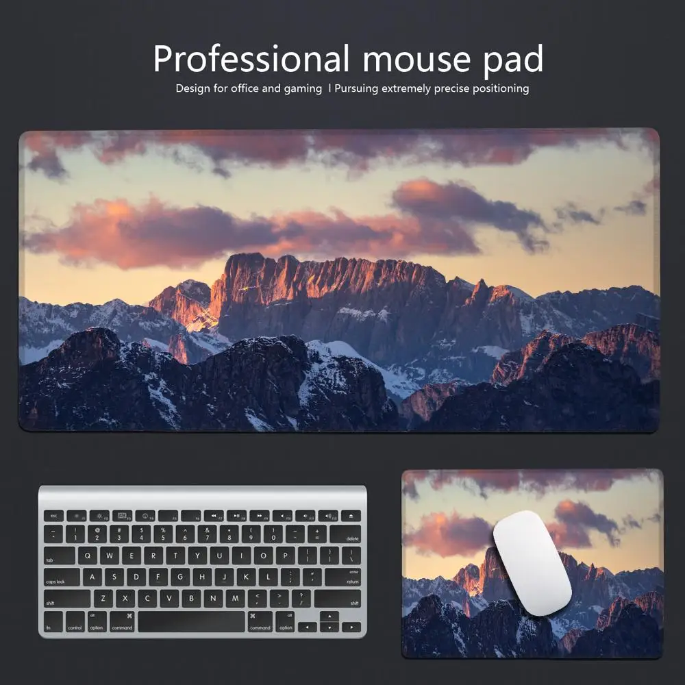 Alps landscape photo style patternsOffice Computer Desk Mat Table Keyboard Big Mouse Pad Laptop Cushion Nonslip Decor