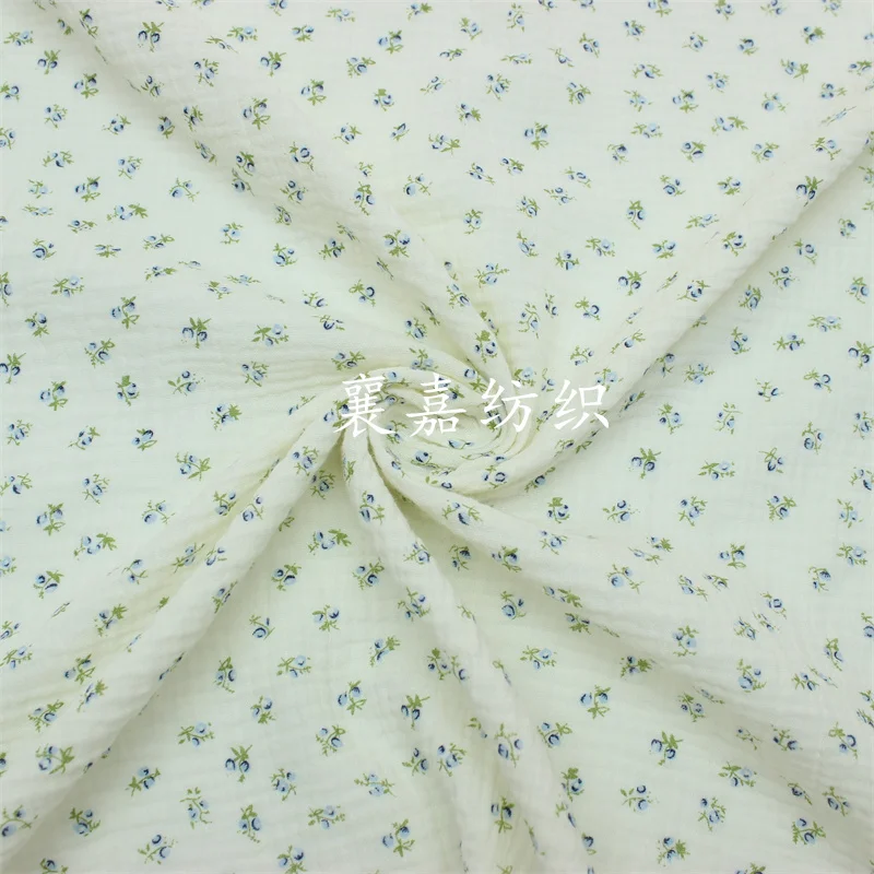 135x50cm High Quality Double-layer Cotton Gauze Fabric with Small Fresh Floral Print for Baby Clothes and Blankets Sewing Cloth