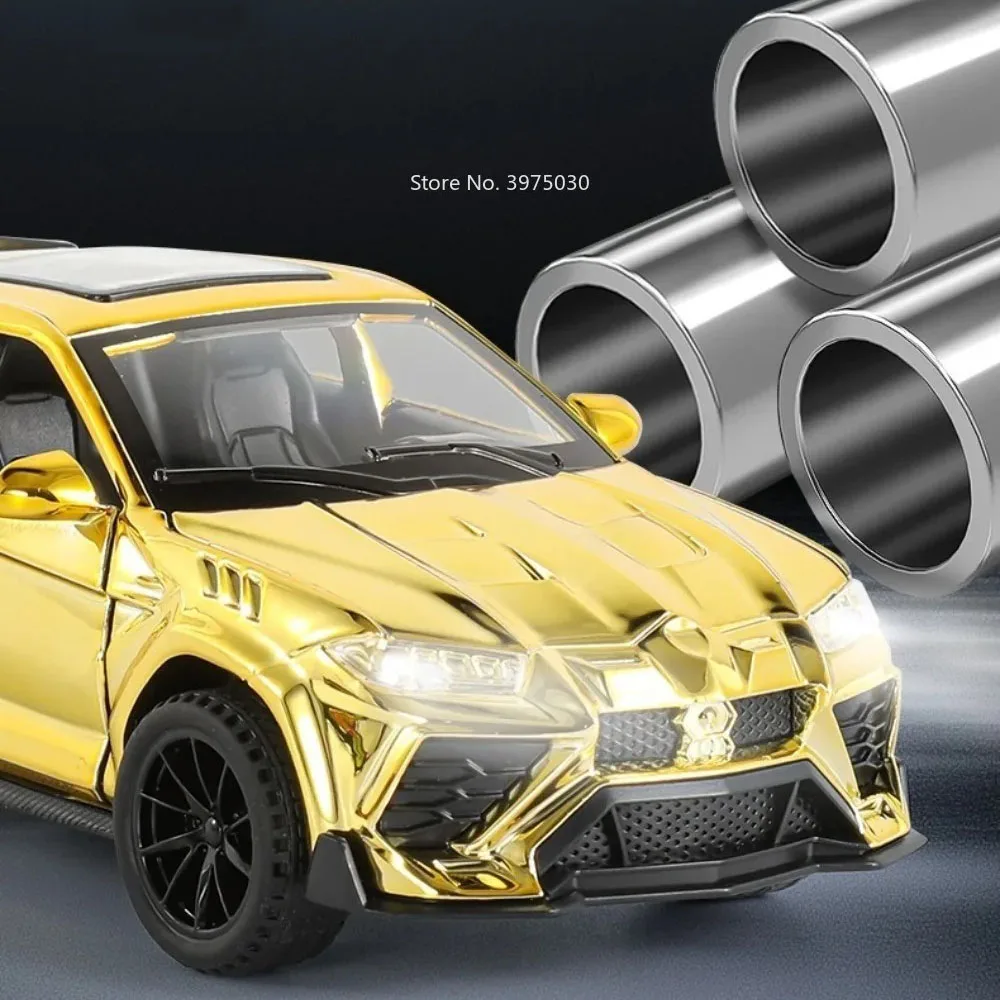 1:32 람보르기니 우루스 합금 자동차 장난감 다이캐스팅 모델, 조명 및 음악 기능 포함 미니어처 자동차 휠 후진 기능, 어린이 및 성인 선물용