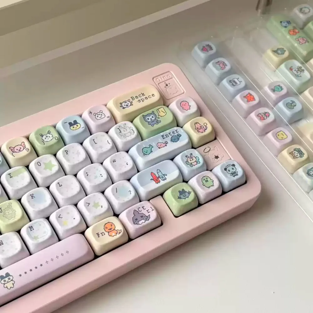 Anime Electronic Pet Keycaps Set PBT Keyboard Caps Custom MOA Cherry Profile Key Caps for Mechanical Keyboard Accessories Gifts