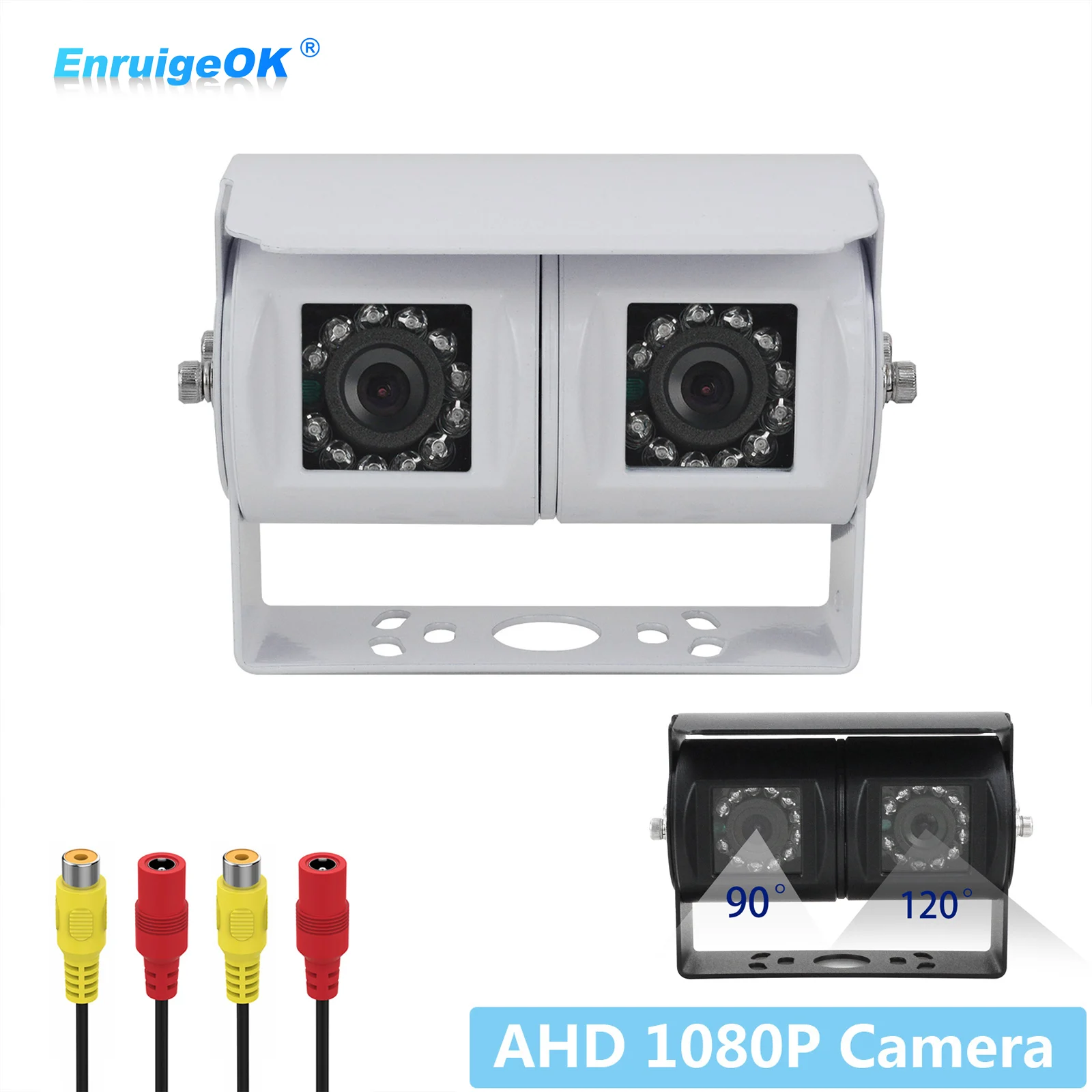 

1080P Dual Lens heavy duty Rear View camera 4 PIN RCA Connector for Truck Bus Rv Trailer Lens Reversing parking Backup System