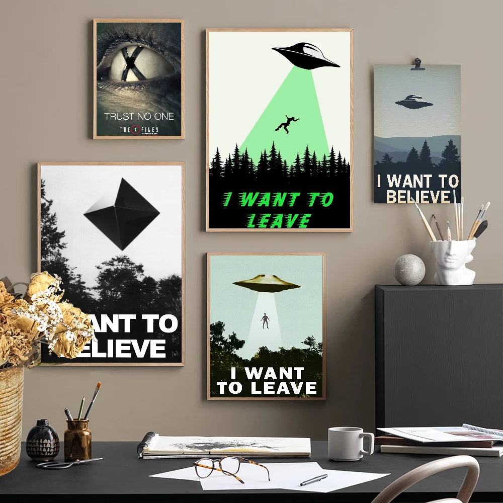 I WANT TO BELIEVE The X Files Art Whitepaper Poster HD Quality Poster Wall Art Painting Study Room Wall Decor