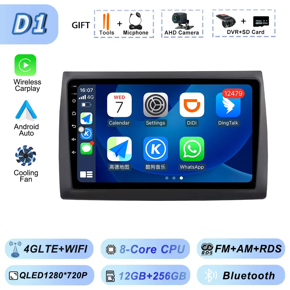 Draadloze Carplay Auto Android voor Fiat Stilo 2002-2010 Autoradio GPS Stereo Multimedia WiFi Viedo Speler Autoradio Navigatie