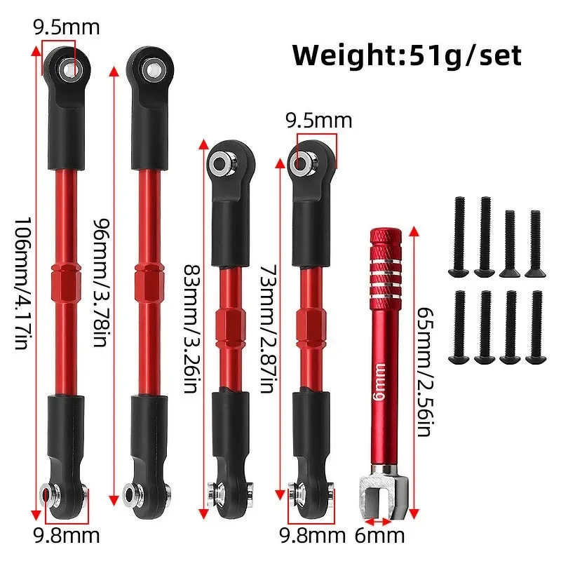 Metalen Spanschroeven Camber Links Teen Links Set Linkage voor ARRMA 1/10 GORGON 4X2 VORTEKS 2WD FURY MEGA 550 QUAKE Upgrade Onderdelen