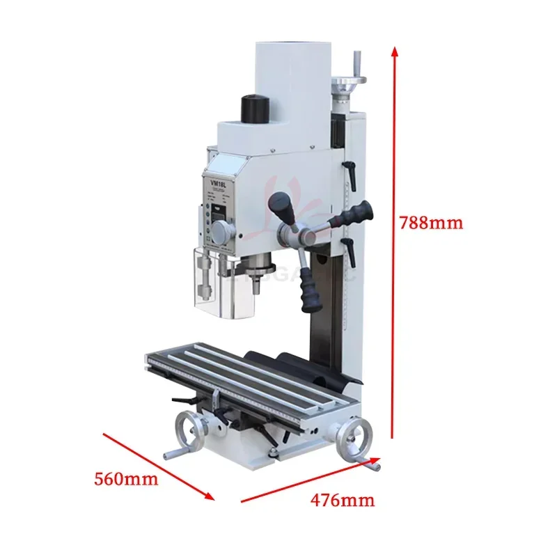 New Digital Small Drilling Milling Machine VM18L Infinitely Variable Speed Spindle Box Can Be Tilted Left and Right 90°