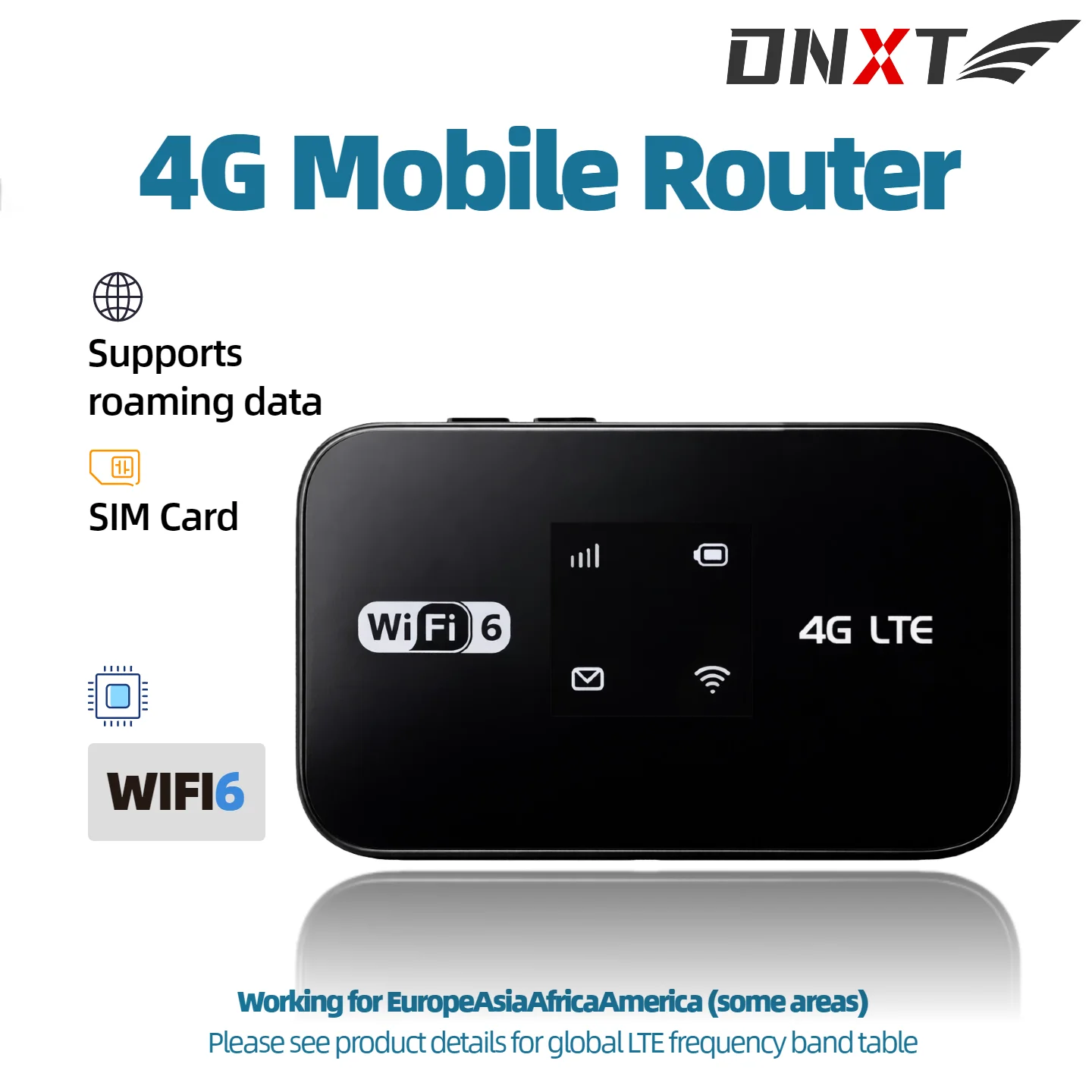 

DNXT MF967P 4G LTE Pocket WiFi6 Router 300Mbps SIM Card Support WPS QR Code DNS DMZ Port Mapping