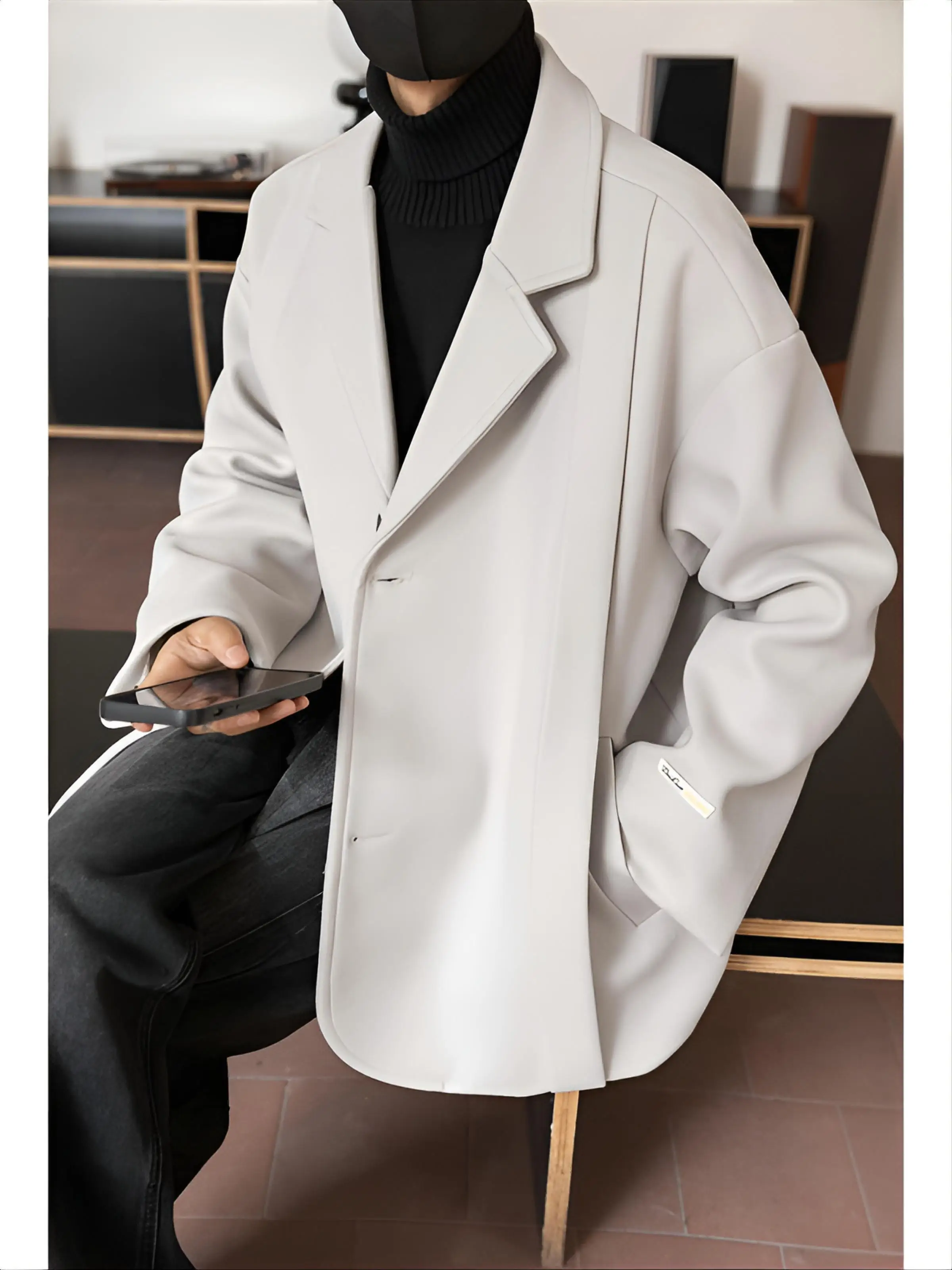 

Wool Blend Jacket Man Blue Mens Regular Normal Standard Usual Typical Ordinary Common Conventional Traditional Customary Fashion