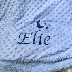 Personalized Name Newborn Gift Blanket Moon with Stars Custom Embroidered Name Toddler Stroller Soft Blanket Baby Shower Gifts