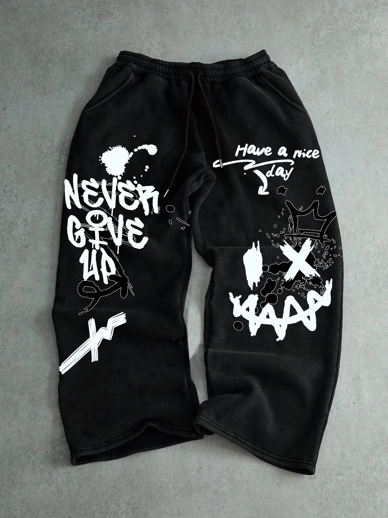 

Trendy Design Graffiti Style Straight Pants Trendy Street Style Loose Sanitary Pants Casual Versatile Men's Pants