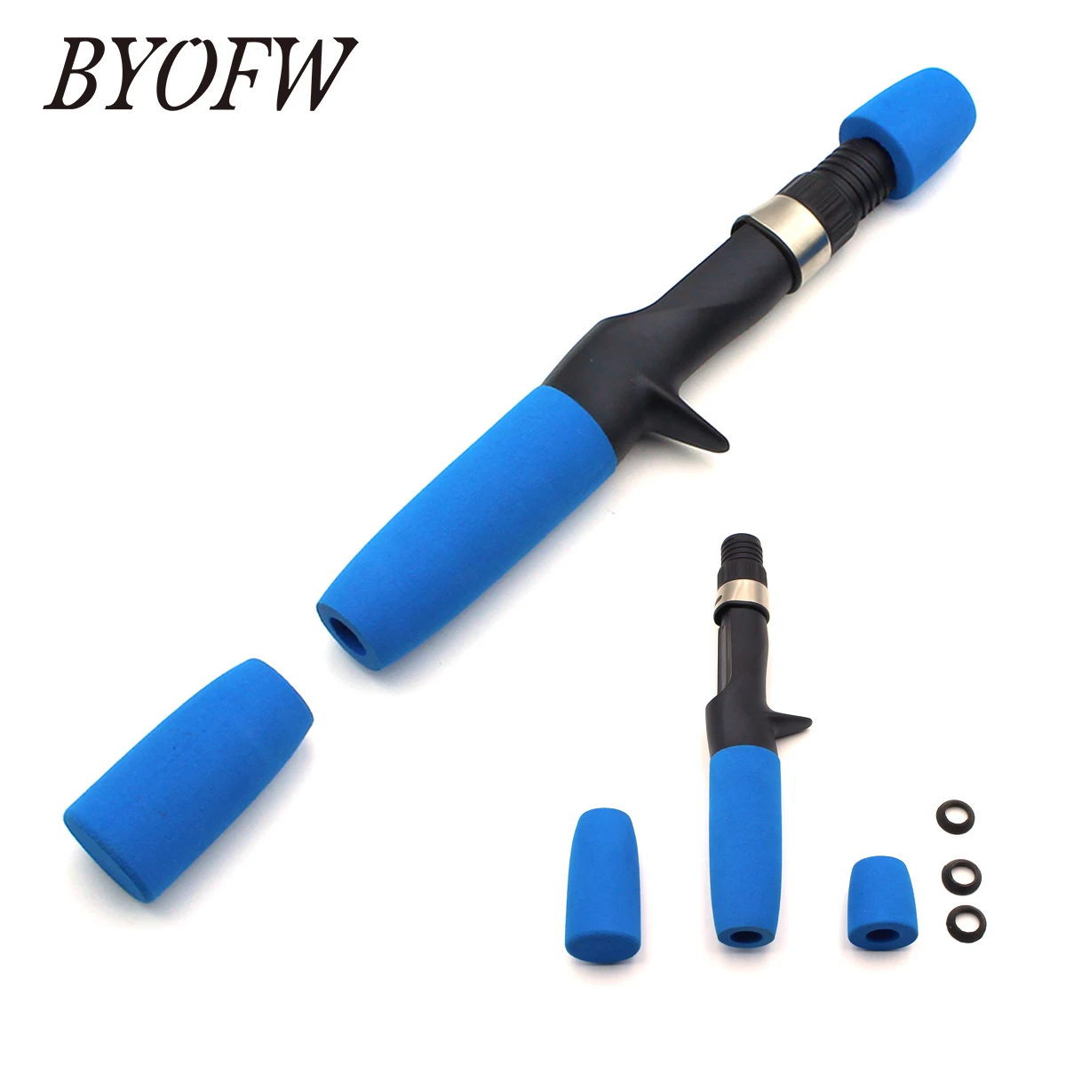 

BYOFW Blue Foam With Casting Reel Seat Fishing Rod Handle Kit Split Grips For Pole Building Replacement Or DIY Repair Tackle