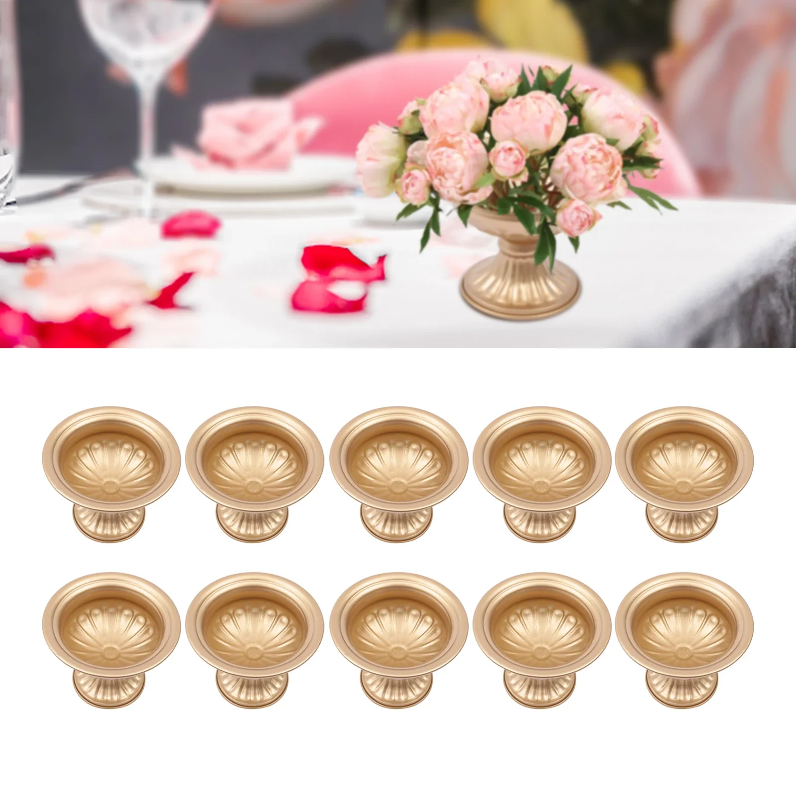 

Bymaocar 10 Pcs Gold Flowers Vases for Wedding Table Centerpiece Decor Home Flower Stand for Birthday Ceremony Christmas Events