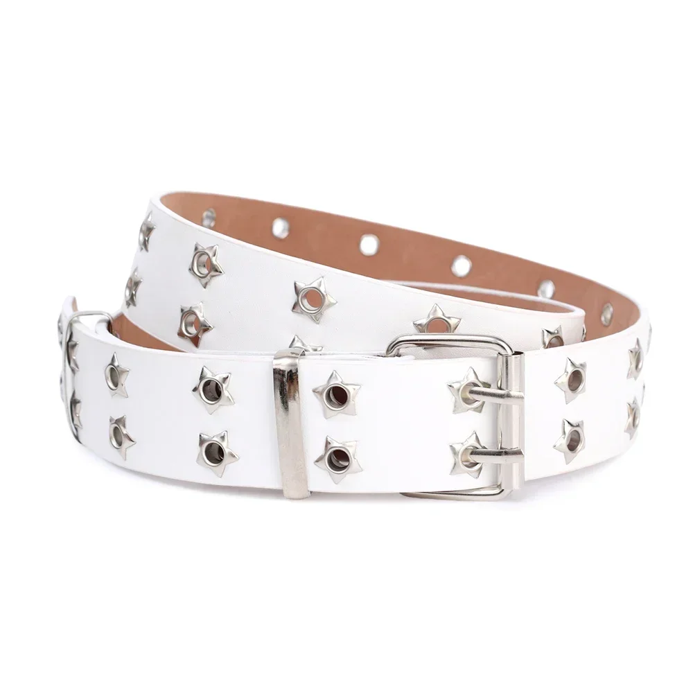 110cm Waist Belt Y2K Punk Rivet Leather Belts Women Men Star PU