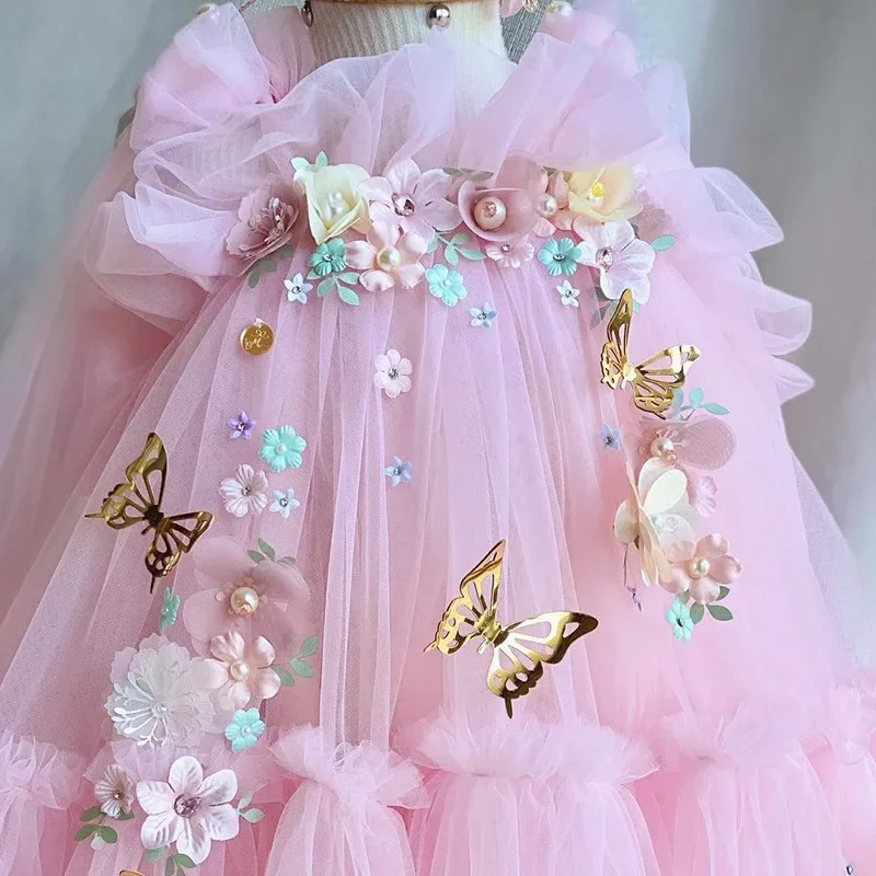 Children Dress Christmas Teens Kids Mesh Fluffy Skirt Pink Butterfly Wings Toddler Princess Skirt Kids Wear Baby Girl Clothes