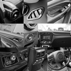 Carbon Fiber Look Car ABS Accessories Gear Box Inner Door Bowl Window Lift Button Air AC Vent Cover Trim For MG ZS 2018 - 2024