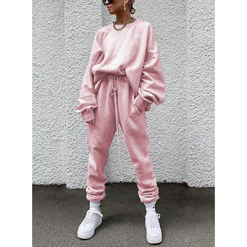 Herbst-Langarmhose für Damen Locker Lässig Einfarbig Bequeme Passform Neuer Stil Anzug – Detail 3