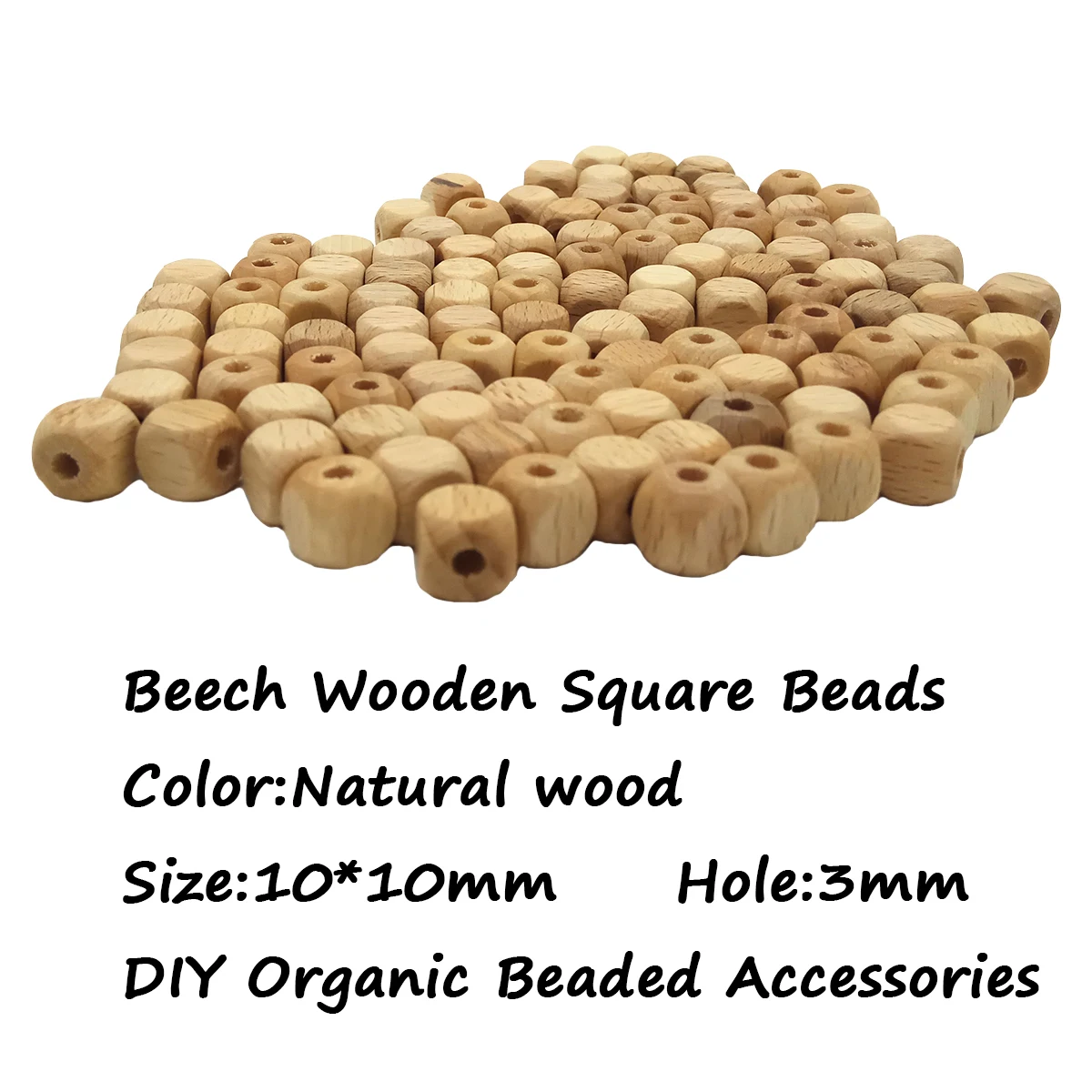

Cube Wooden Square Beads Teether 10mm Natural Beech Wood Hexagonal faceted Bead For Jewelry Making DIY Teething Necklace Product