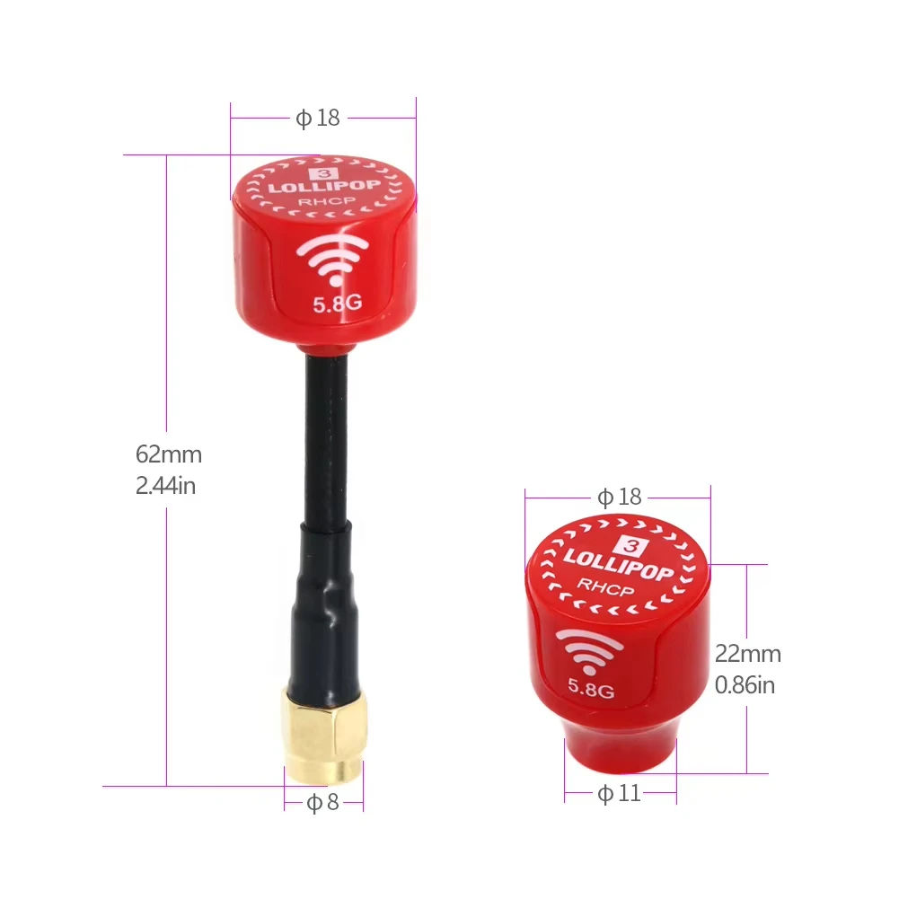5,8GHz Lollipop3 3dBi RHCP Antenne Richtungsantenne mit Hoher Verstärkung SMA RP-SMA MMCX UFL Anschluss für RC FPV Racing Drohne Sender Empfänger
