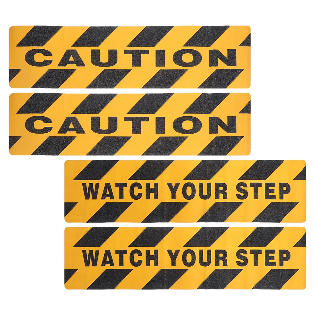 

4pcs Anti Slip Tape Non-Slip Floor Decals Stair Safety Strips For Outdoor Steps Walkways Wear Resistant Pvc Adhesive Caution