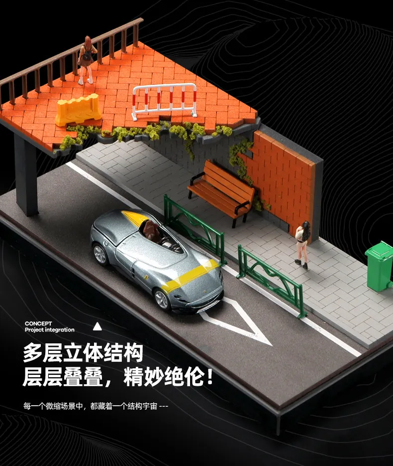 Collector's 1:64 Scale Broken Bridge Highway Miniature Scene Desktop Decoration in Stock