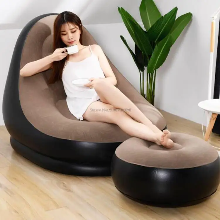 

Inflatable Lazy Sofas Chairs Lounger Seat Bean Bag Pouf Puff Couch Tatami Living Room Flocking Sofa Bed