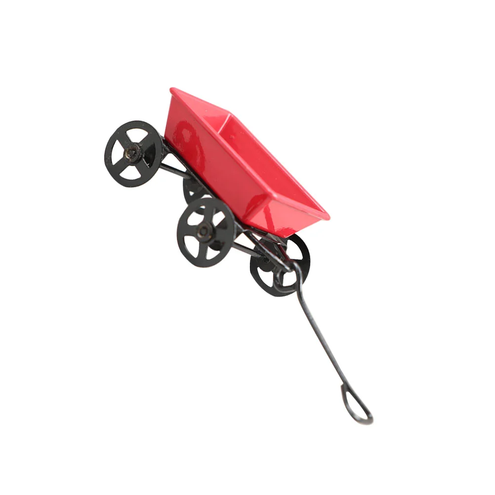 

Luggage Trolley Ornaments Mini House Cart Decor Garden Tool Shopping Tow Truck Toy