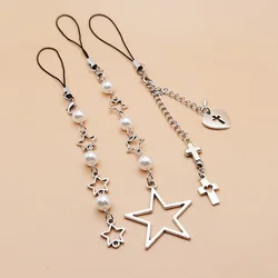 Oryginalne DIY Handmade Cute Phone Charms Y2K Women Pendant Kawaii Keychain Strap Lanyard With Star Bead Bear Cartoon Accessories