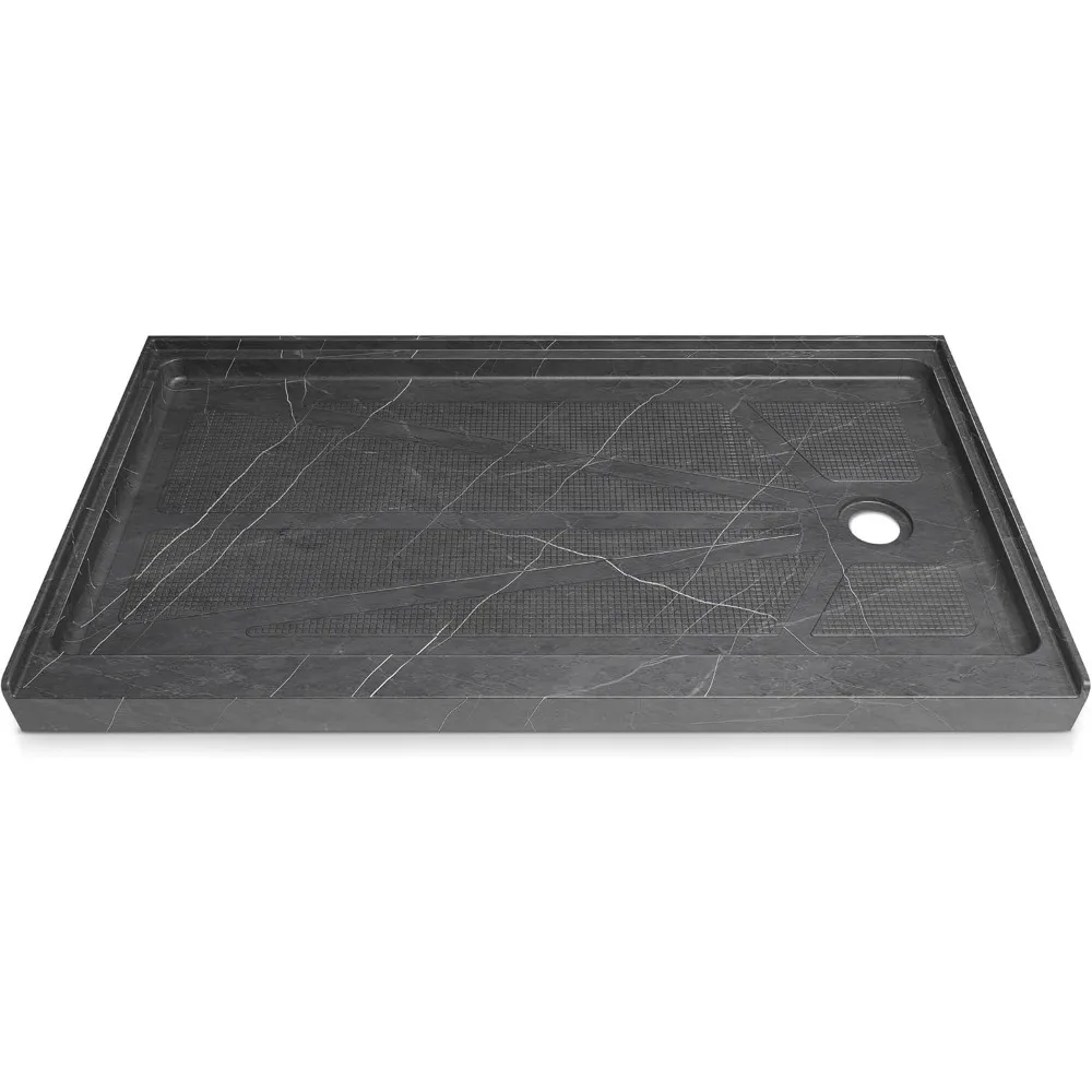 

60-дюймовый Д х 34 дюйма. Поддон для душа W с одним порогом, поддон для душа с правым сливом и противоскользящей текстурированной поверхностью, основание для душа