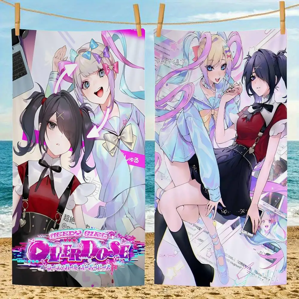 anime Needy Streamer Overload Microfiber Printed Beach Towel Mountain Climbing Yoga Beach Swimming Running Absorbent Soft Towel