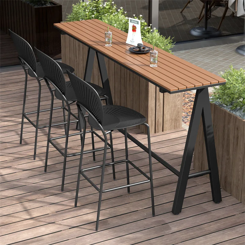 

Nordic outdoor courtyard bar high stool open-air wrought iron bar table outdoor combination