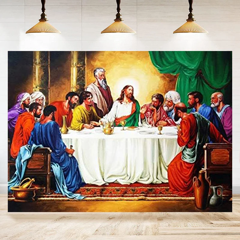 The Last Supper Photography Backdrop Christ Jesus With Twelve Apostles Background The Savior Decorate Banner