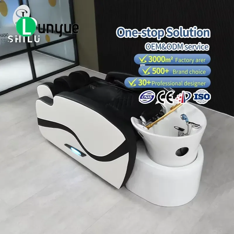 Electric Steam Shampoo Therapy Chair Bed with Sink Bowl Modern Design Furniture for Hair Washing Spa Treatment