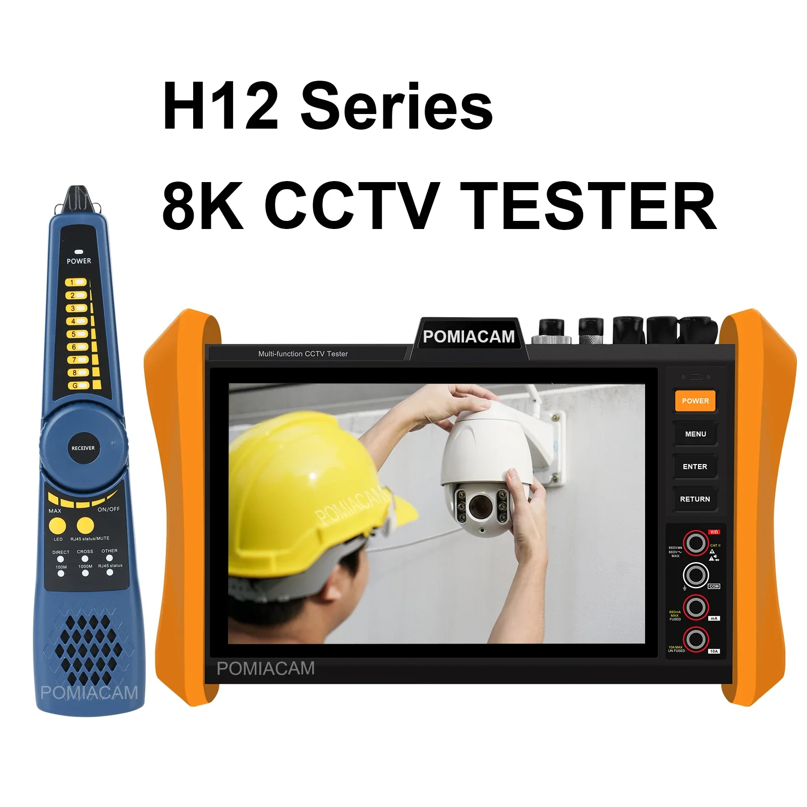 

Professional CCTV Tester8K H.265 IP 8MP AHD/TVI/CVI HDMI/VGA Support POE++,SFP Module IP Camera Tester 8'' IPS touch screen