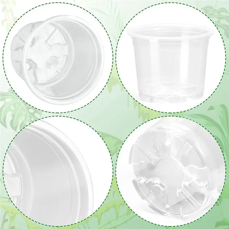 New 20-Pack Nursery Pots Transparent PP For Plants: Seedling Pots With Drainage Holes