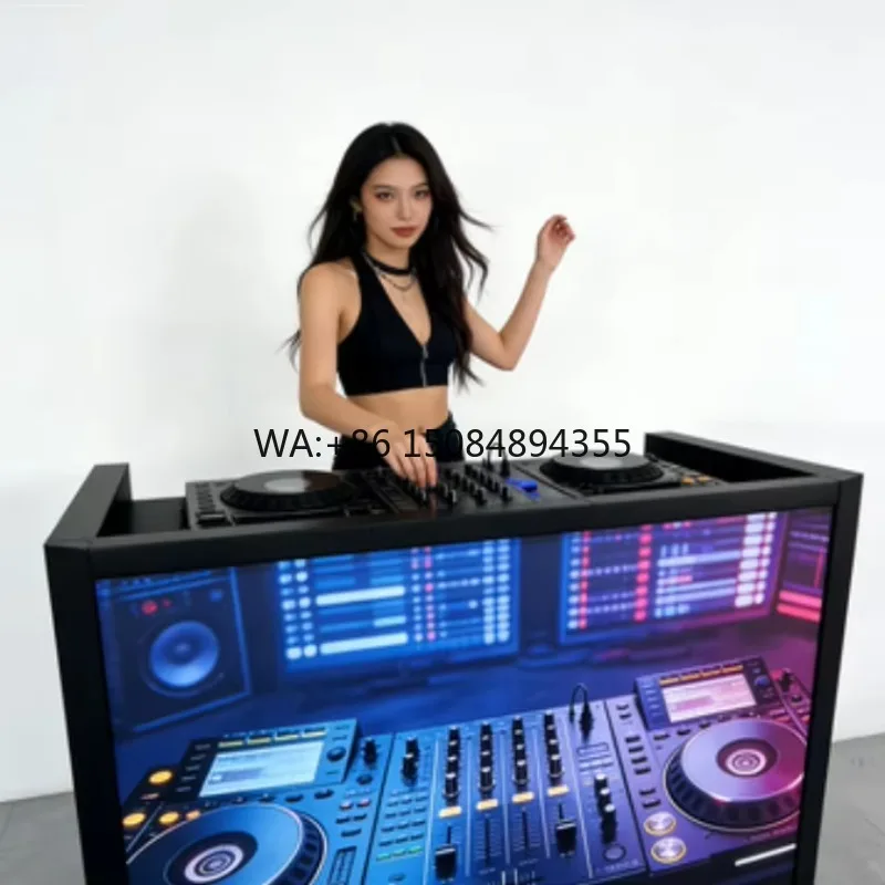 Custom Fine Pixel Pitch Foldable LED DJ Booth, Seamless Mobile Facade Display for Club Music Festival Nightclub