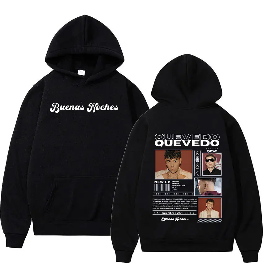

Rapper QUEVEDO Tour 2024 Album Print Hoodie Men's Retro High Quality Fashion Sweatshirt Hip Hop Loose Pullover Hooded Streetwear