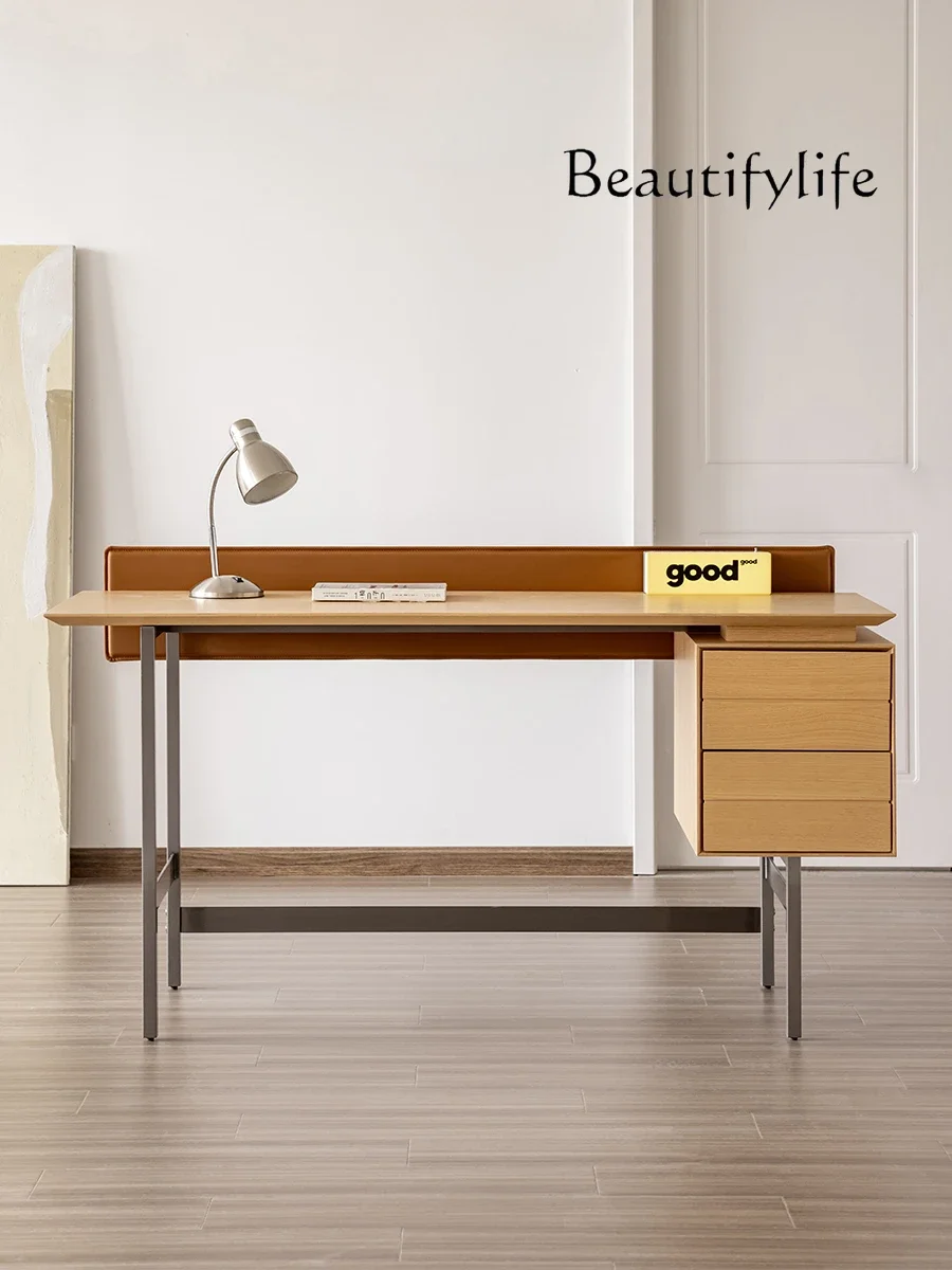 N19 Italian Minimalist Solid Wood Desk Light Luxury Modern High-Grade Study Office Workbench