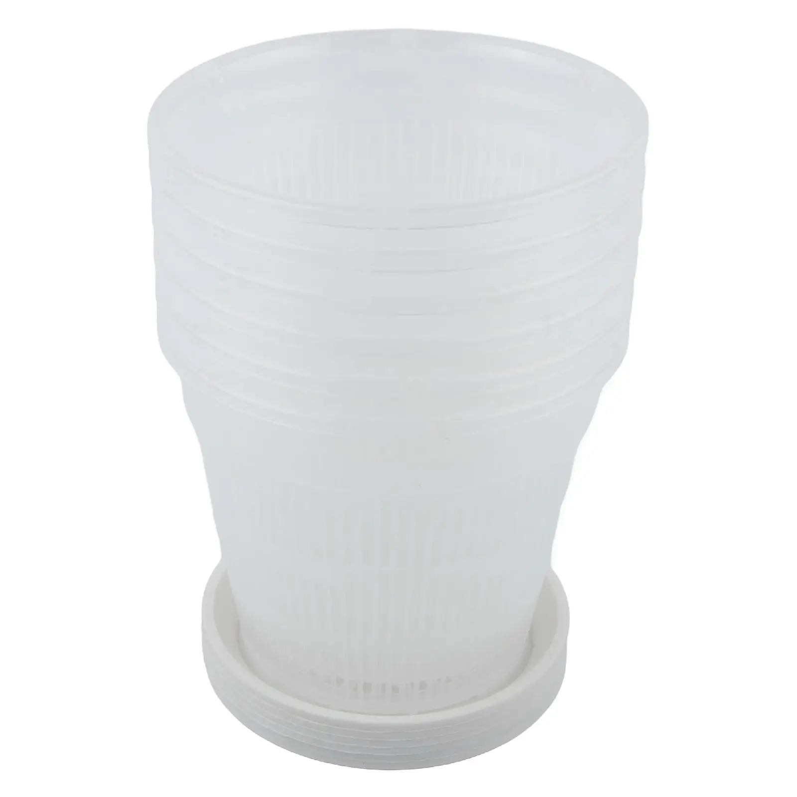 6 Pack Clear Orchid Pots with Drainage Holes and Saucers for Healthy Root Development and Clean Indoor Gardening Setup