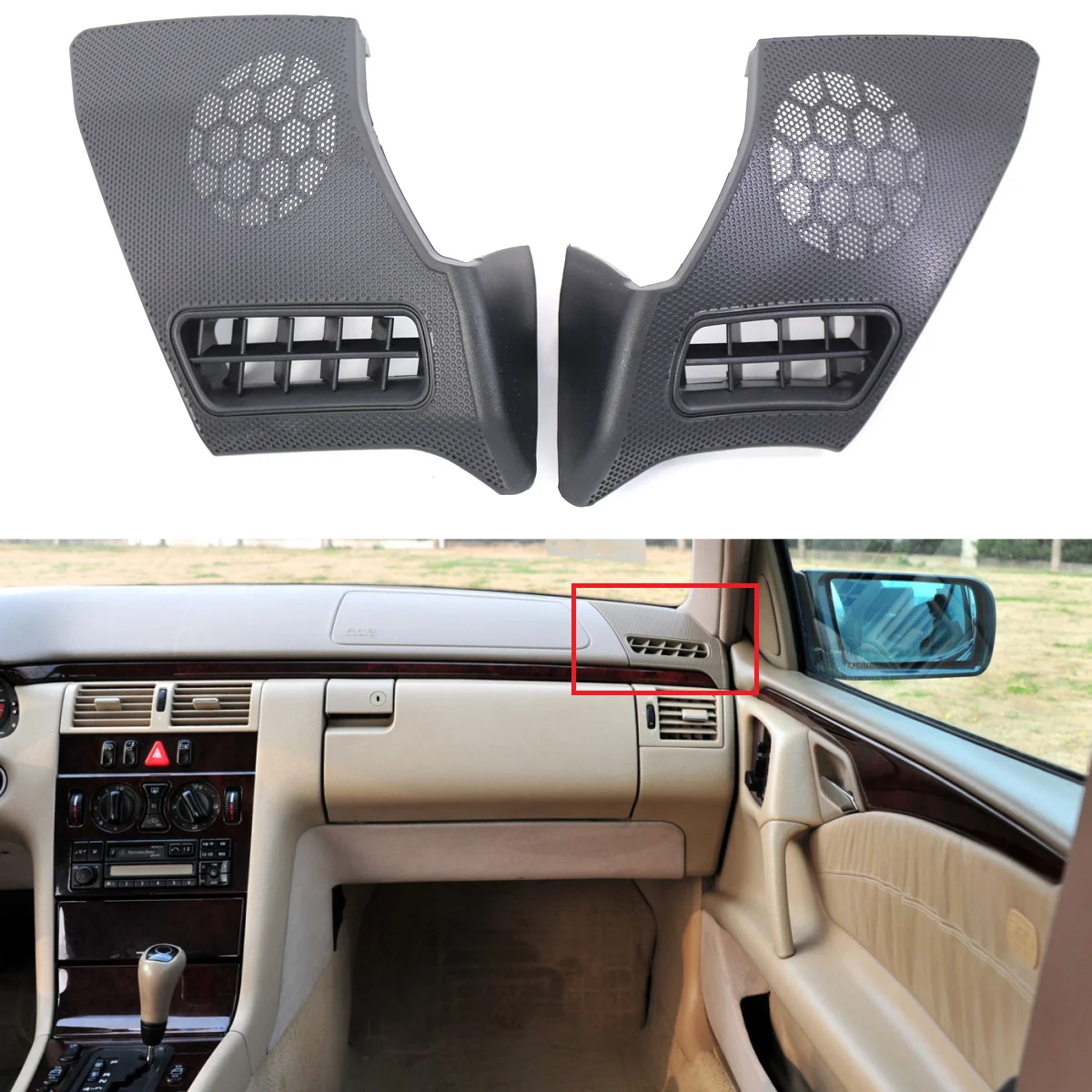 

Car Dash Board Side Air Vent Speaker Grill Horn Covers For Mercedes Benz W210 E-CLASS E320 E430 1996-2002 2106800639 A2106800539