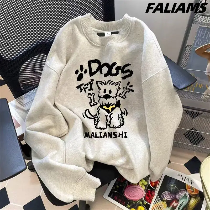 American Retro Hoodie Men\'s Trendy Brand Printed Couple Jacket Ins High-end Long Sleeved Shirt