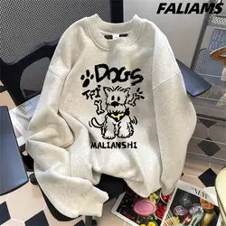 American Retro Hoodie Men's Trendy Brand Printed Couple Jacket Ins High-end Long Sleeved Shirt