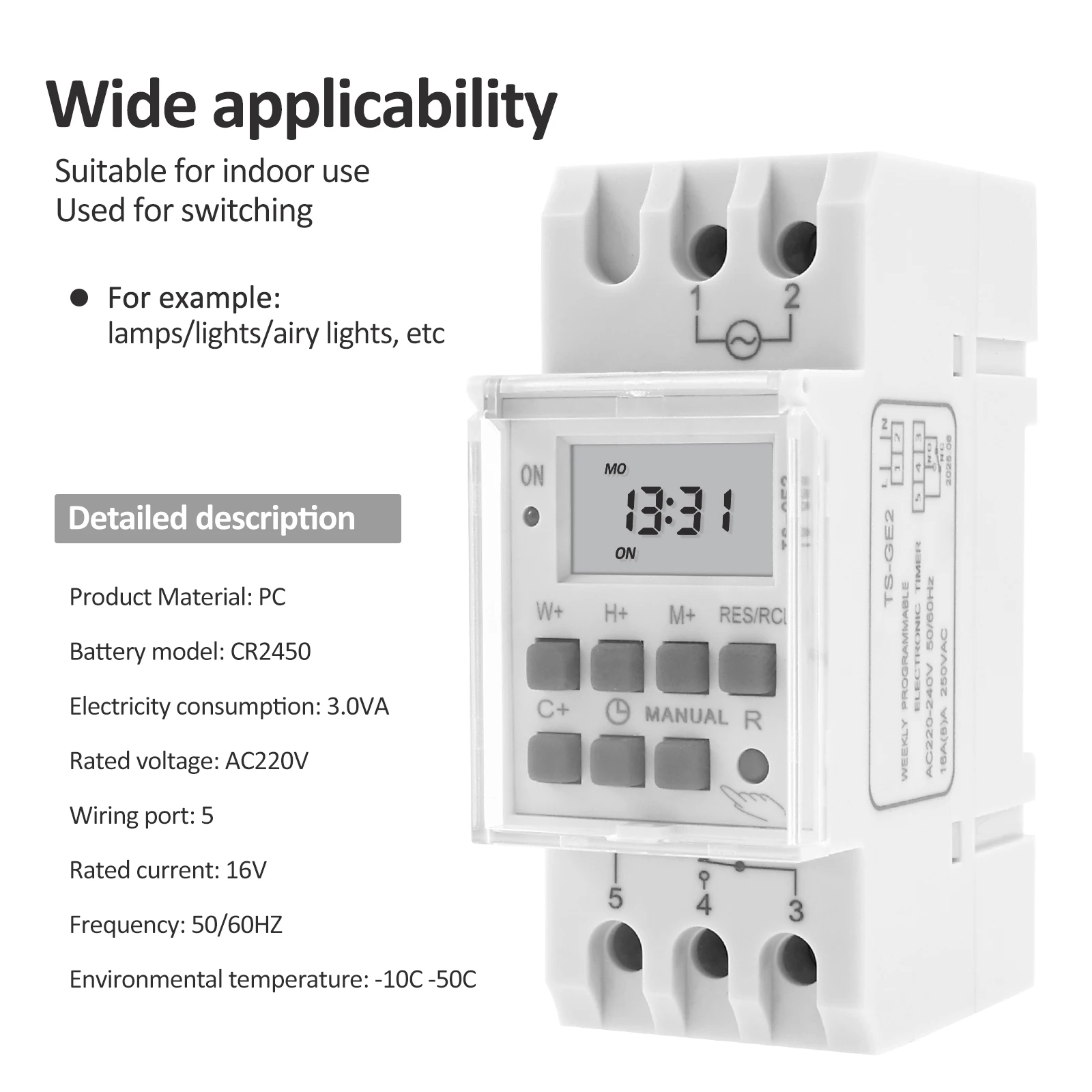 

Digital Timer PC Programmable Time Relay Switch with LCD Display Weekly Timer Switch Timer Intelligent Timing Function