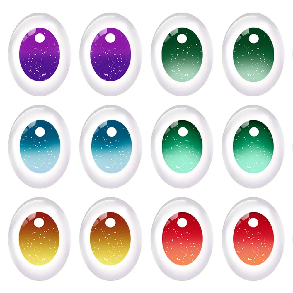Random Mixed Oval Colorful Gradation Toy Eyebal Doll Eyes Pupil Photo Glass Cabochon Flatback Demo Cameo For Diy Jewelry Making