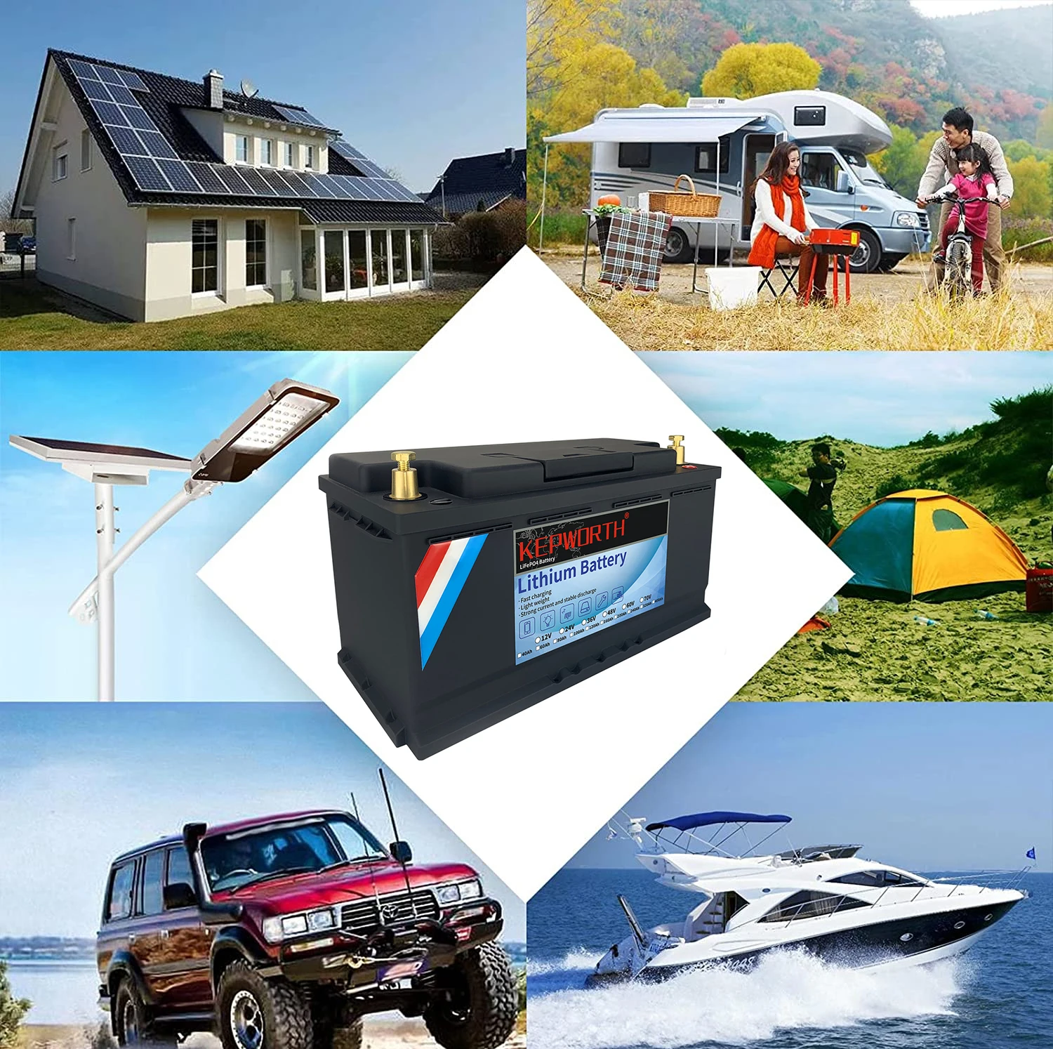 12V 100Ah LiFePO4 Lithium Iron Phosphate Battery Upgraded BMS 6000 Cycles For RV Campers Golf Cart Off-Road Off-Grid Solar Wind