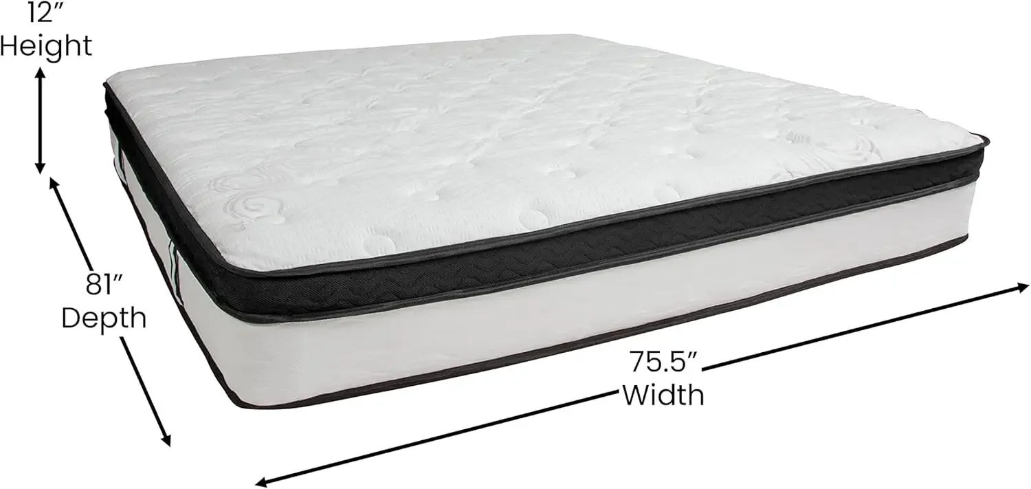 12 Inch CertiPUR-US Certified Memory Foam Pocket Spring Mattress, King Mattress in a Box