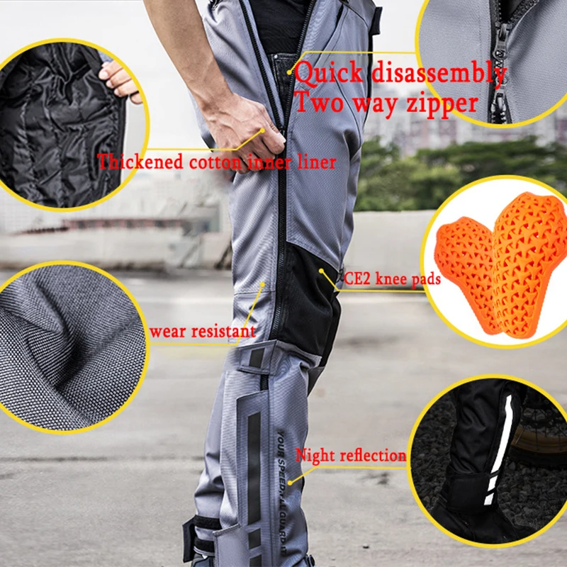 Motorcycle Windproof Pants Winter Warm Motorcycle Riding Pants Waterproof Against Cold Removabl Motocross Quick-release Trousers