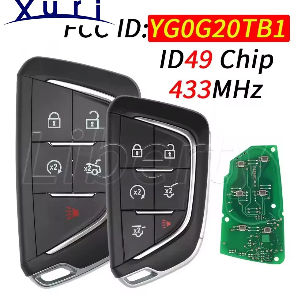 

X Licht YG0G20TB1 ID49 Чип 433 МГц Keyless Go Proximity Автомобильный брелок с дистанционным управлением для Cadillac Escalade CT4 CT5 2020 2021 2022