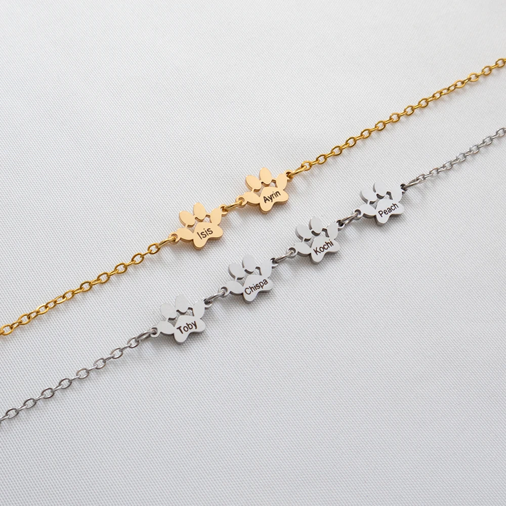 Minimalist Claw Bracelet Customized Engraved Name Bracelet Personalized Stainless Steel Dog Claw Bracelet