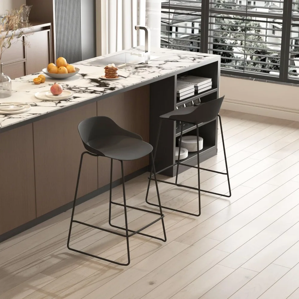 

Bar Stools Set of 4, 26 inch Counter Height Bar Stools, Modern Kitchen Barstools with Metal Base, Bar Chairs